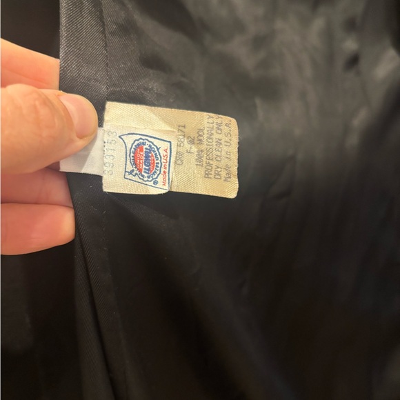 Calvin Klein vintage 90s 80s 100% wool made in USA Black maxi coat jacket Trench - Picture 7 of 7